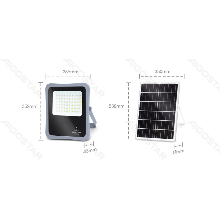 LED solar floodlight 300W 2400lm 6500K IP65