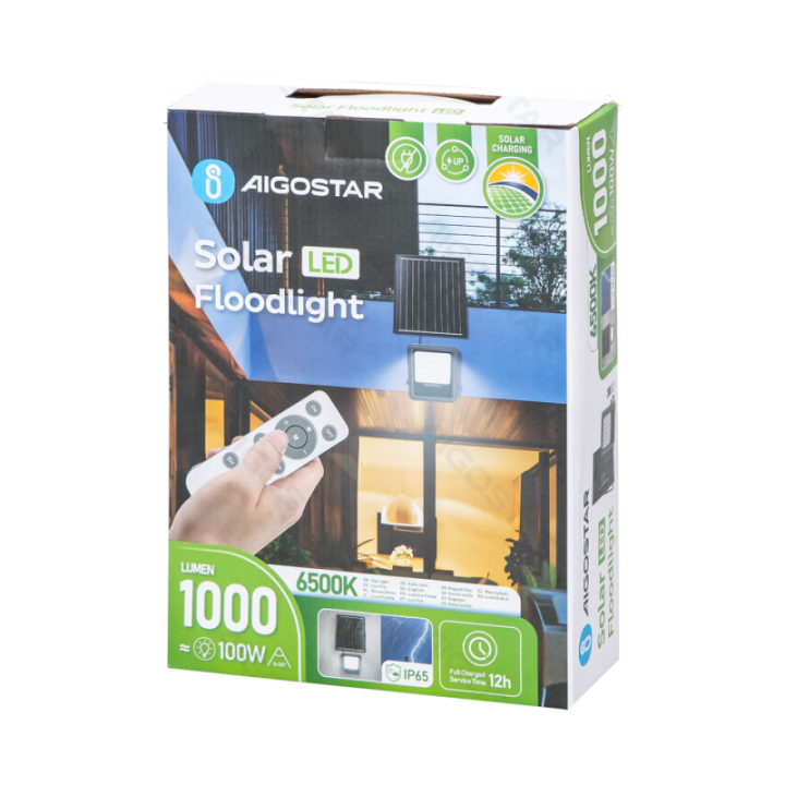 LED solar floodlight 100W 1000lm 6500K IP65