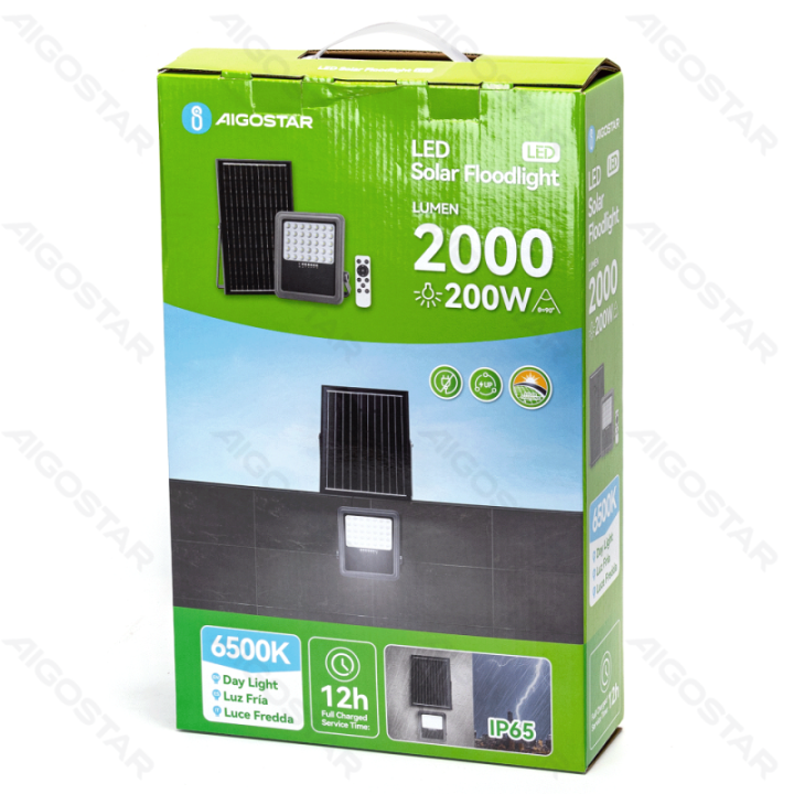 LED solar floodlight 200W 2000lm 6500K IP65