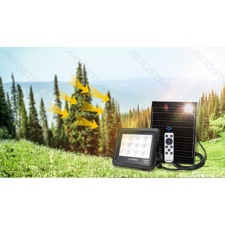 LED solar floodlight 200W 2000lm 6500K IP65