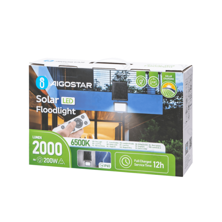 LED saulės prožektorius 200W 2000lm 6500K IP65