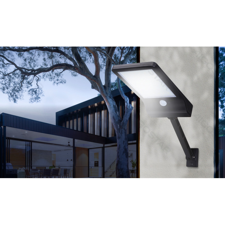 LED solar sensor wall light black 6500K