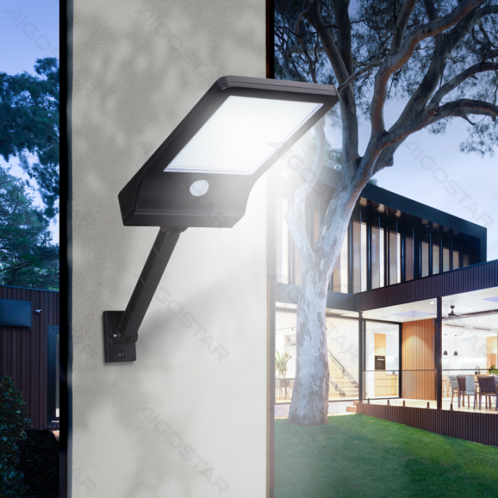 LED solar sensor wall light black 6500K