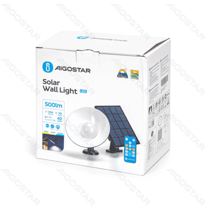 LED Saulės sieninis šviestuvas 50W 3000K/4000K/6500k