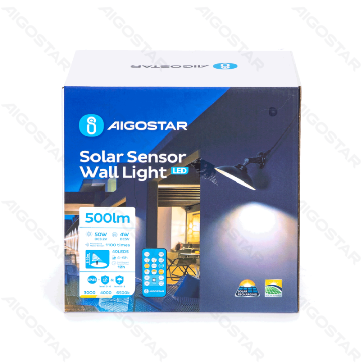 LED Solar Sensor Wall Light 50W 3000K/4000K/6500k