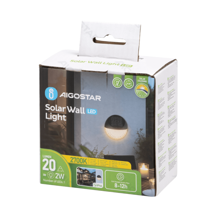 LED solar wall light black 2700K