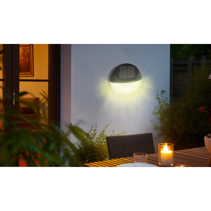 LED solar wall light black 2700K