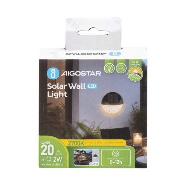 LED solar wall light black 2700K