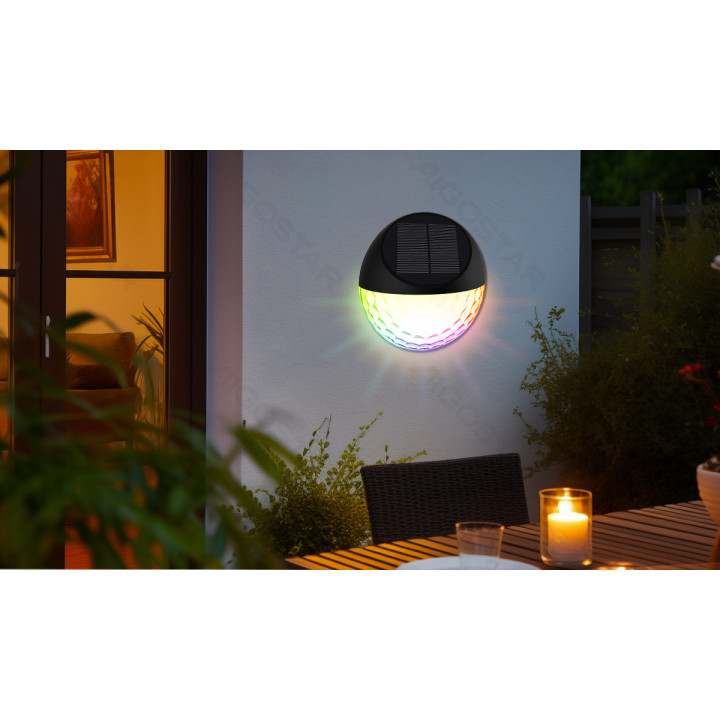 LED saulės sieninis šviestuvas juodas RGB