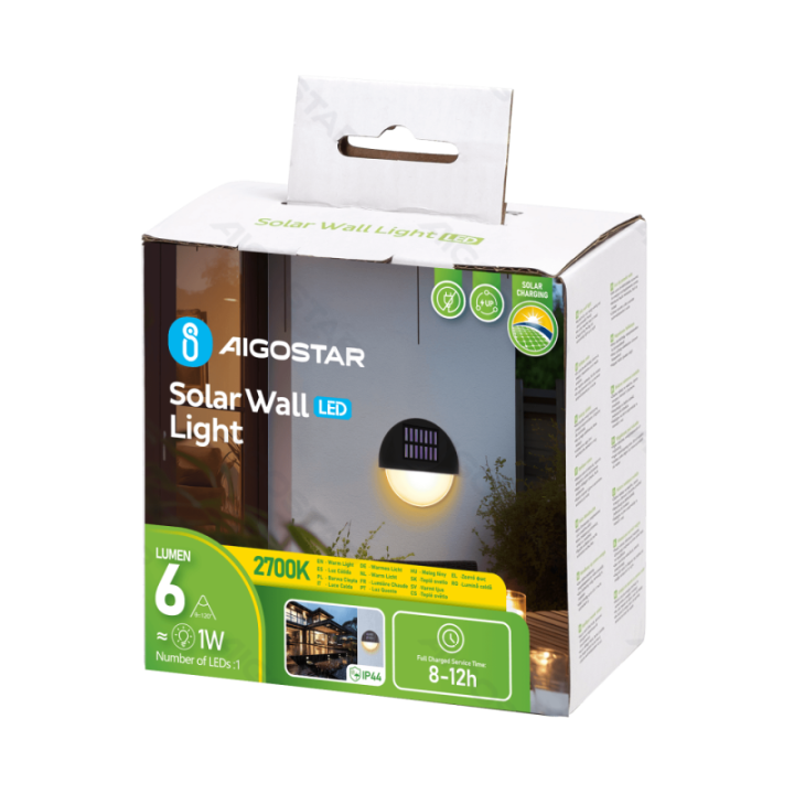 LED solar wall light black 2700K