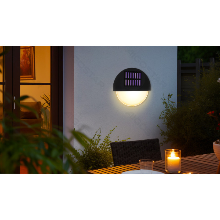 LED saulės sieninis šviestuvas juodas 2700K