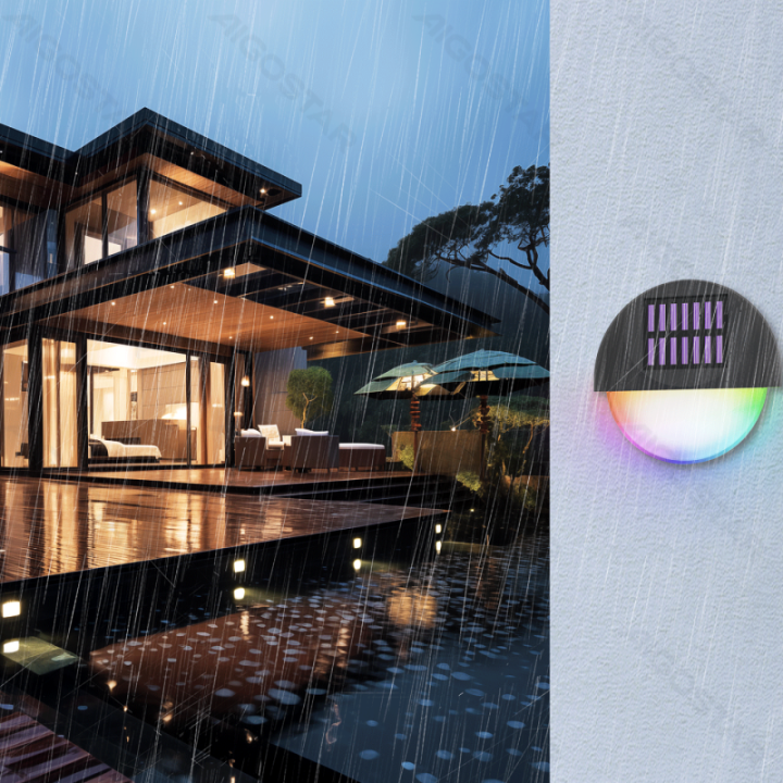 LED solar wall light black RGB