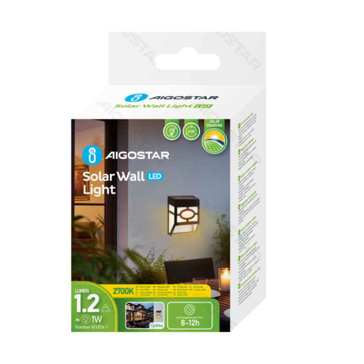 LED solar wall light black 2700K