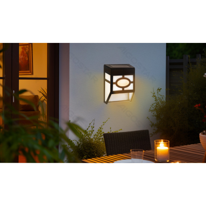 LED solar wall light black 2700K