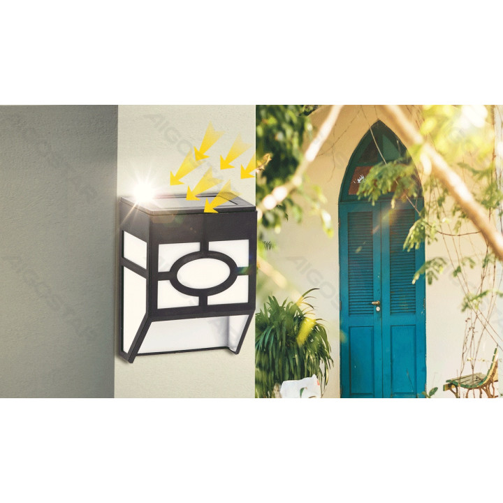 LED solar wall light black 2700K