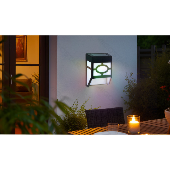 LED solar wall light black RGB