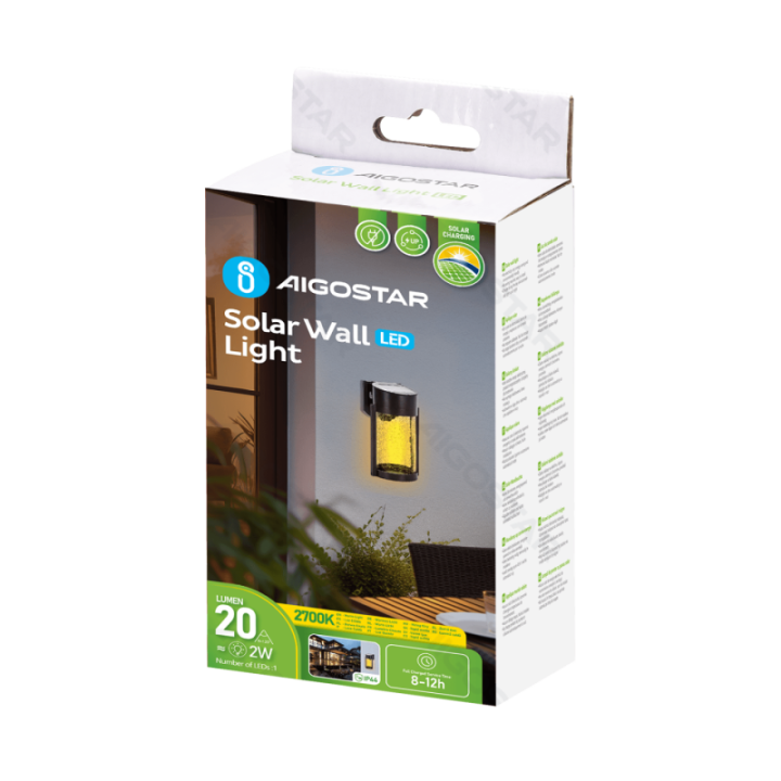 LED Saulės sieninis šviestuvas juodas 2700K