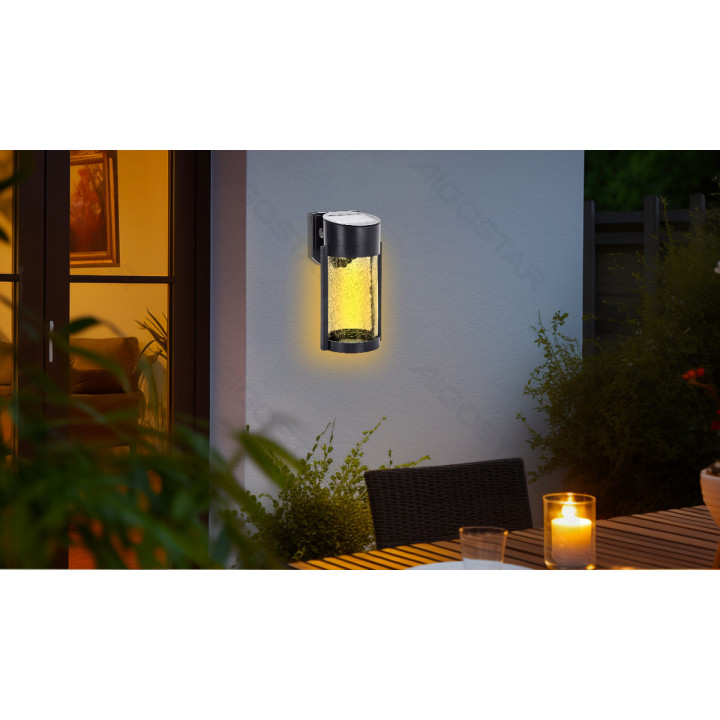 LED Saulės sieninis šviestuvas juodas 2700K