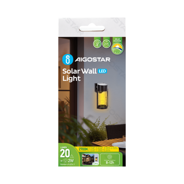 LED Saulės sieninis šviestuvas juodas 2700K