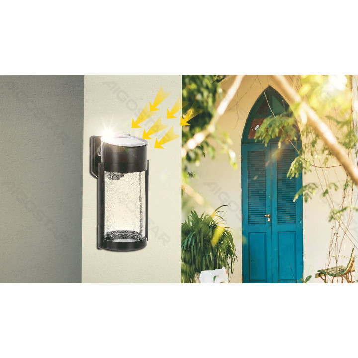 LED Solar Wall Light Black 2700K