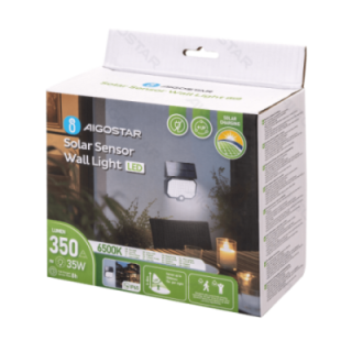 LED Solar Motion Sensor Split Wall Light Black 6500K