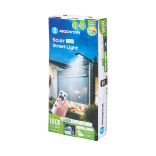 LED Saulės gatvės šviestuvas juodas su nuotoliniu valdymu