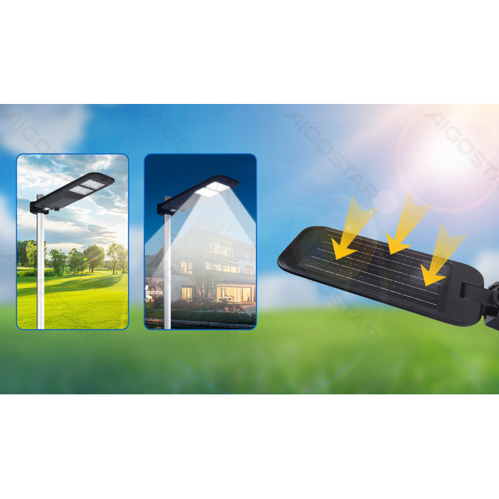 LED Solar Street Light Black Remote Controllable