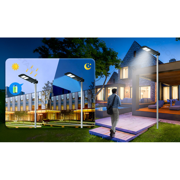 LED Solar Street Light Black Remote Controllable