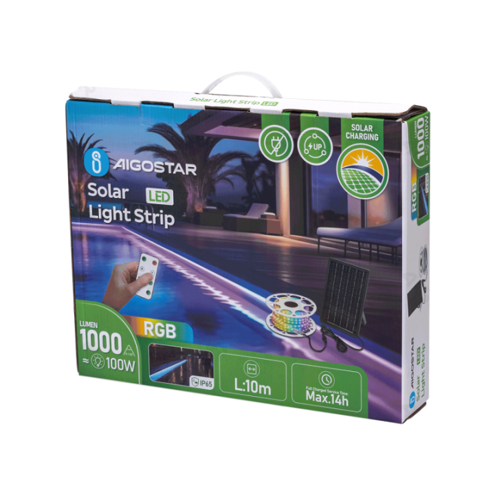 LED Solar Light Strip 10m RGB 100W