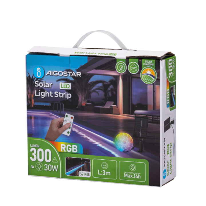 LED Solar Light Strip 2+3m RGB 30W