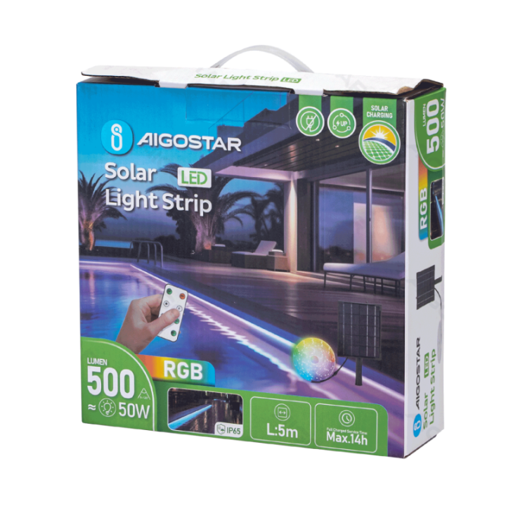 LED Saulės šviesos juosta 2+5m RGB 50W