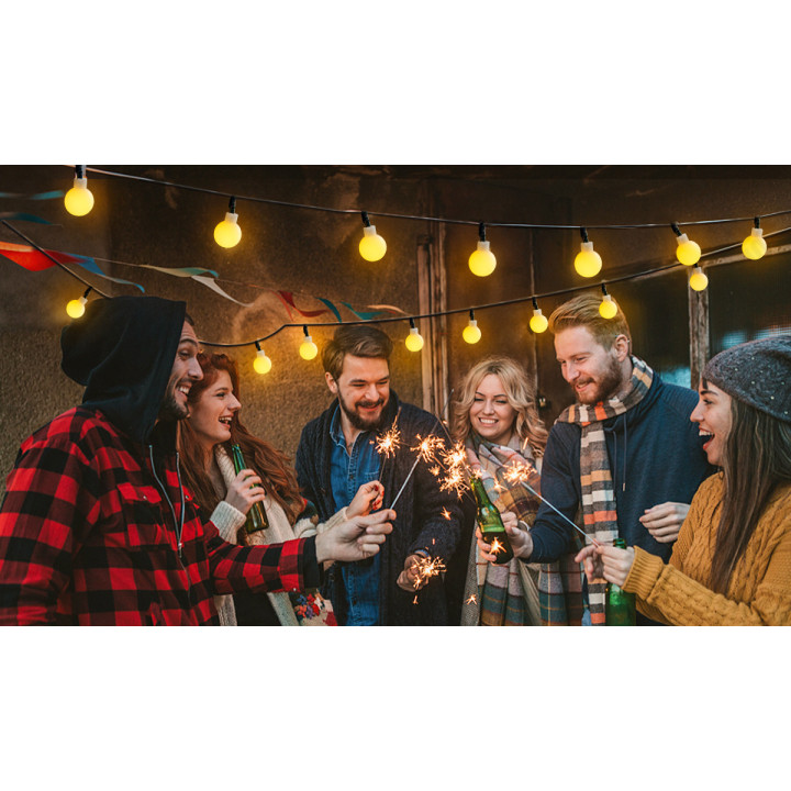 LED Solar Milk Bubble String Lights 2700K