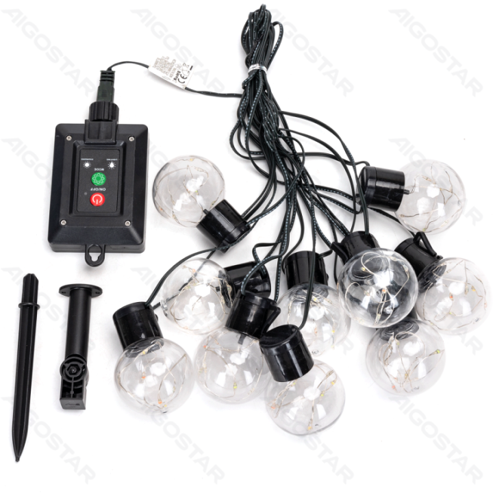 Solar G50 copper wire string lights, RGBY, 1.5m+5m, IP65, Outdoor