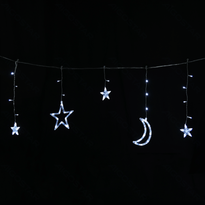 Solar string lights, stars and moons (wave), cool white, 3m+3m*0.6m, 12strips 12 strips