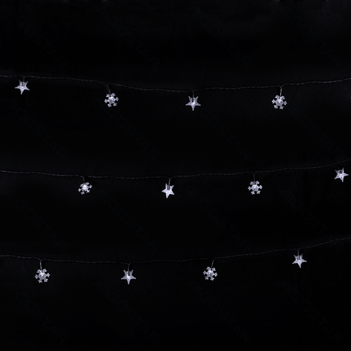 Solar star snowflake string lights, cold white, 2m+10m