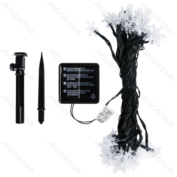 Solar star snowflake string lights, cold white, 2m+10m