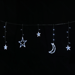 Solar string lights, stars and moons (wave), cool white, 3m+3m*0.6m, 12strips 12 strips
