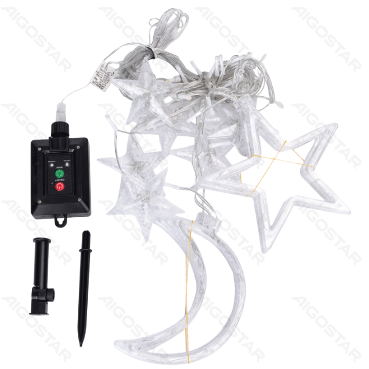 Solar string lights, stars and moons (wave), cool white, 3m+3m*0.6m, 12strips 12 strips