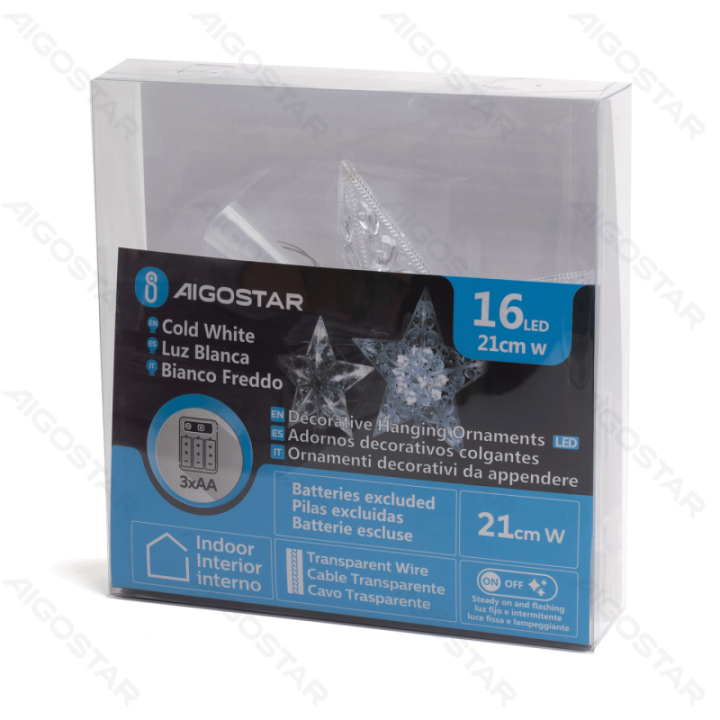 3AA Battery String Light, 0.21m Tree Topper Star, Cool White ,IP20 Indoor