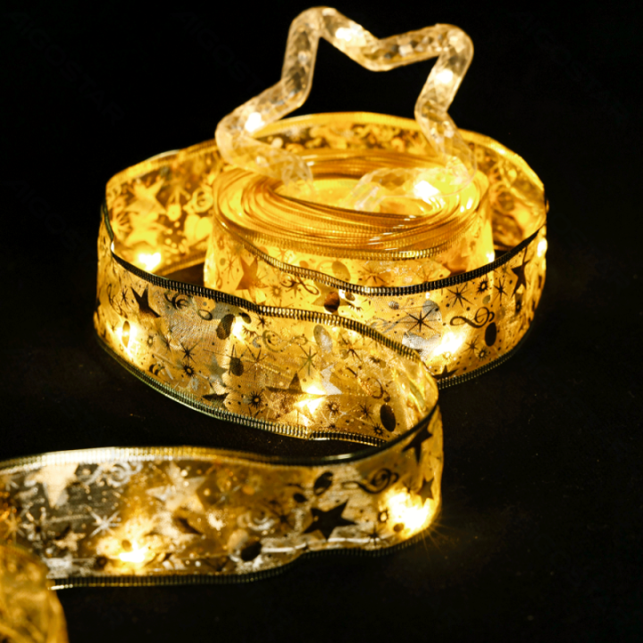 3AA Battery String Lights Pentagram Ribbon Warm White 10m