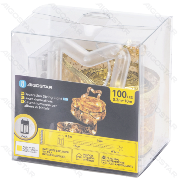 3AA baterijų girliandos Pentagram juosta šilta balta 10m