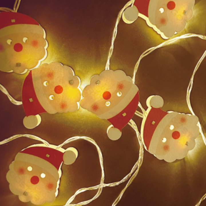 3AA battery string lights - wooden pendant Santa Claus, warm white, 1.5m ,IP20 Indoor