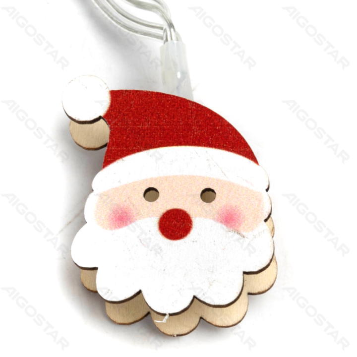 3AA battery string lights - wooden pendant Santa Claus, warm white, 1.5m ,IP20 Indoor