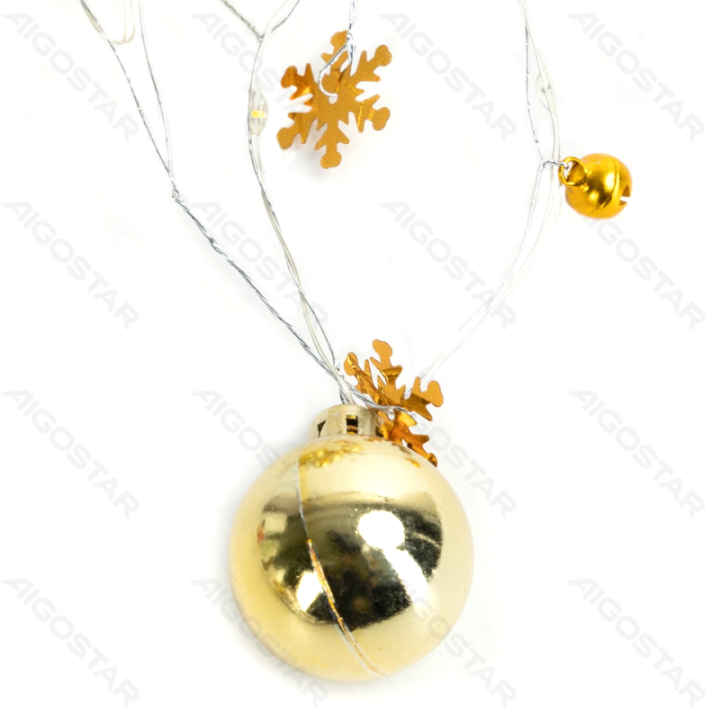 3AA baterijų girliandos Žvaigždės Rutuliukai auksinės, šiltai balta, 2m