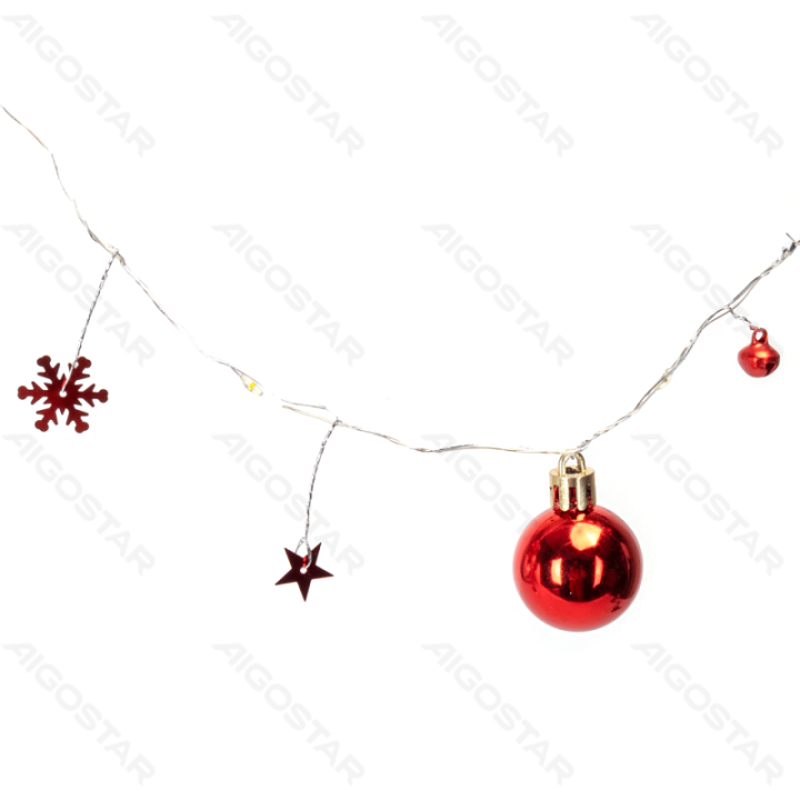 3AA baterijų girliandos Žvaigždės Rutuliukai raudonos, šiltai balta, 2m
