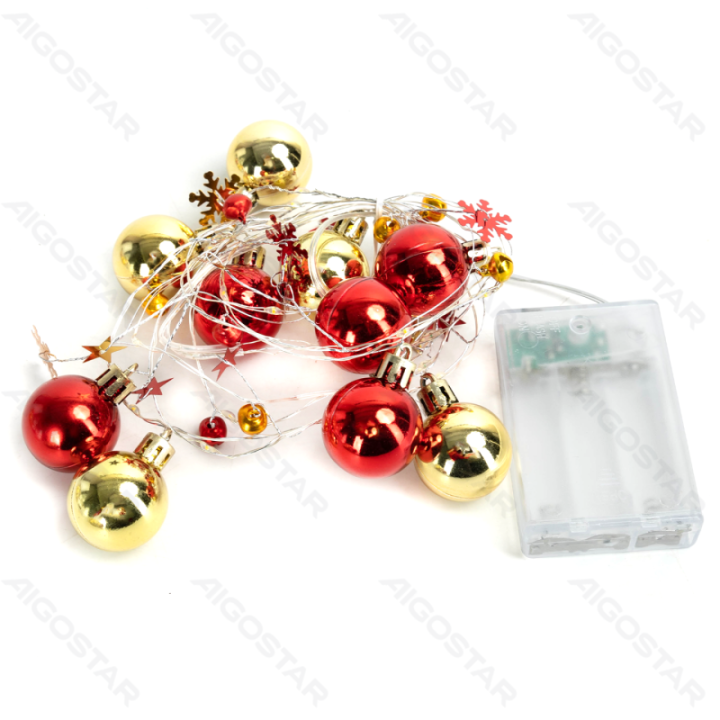 3AA Battery String Lights Stars Balls Golden+Red Warm White 2m
