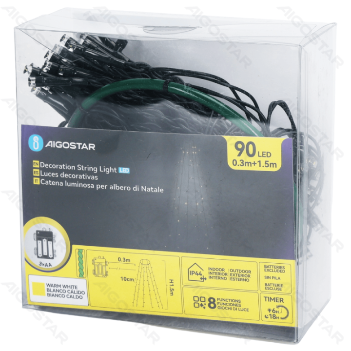 3AA Battery String Lights Tree Cover Light Warm White 1.5m