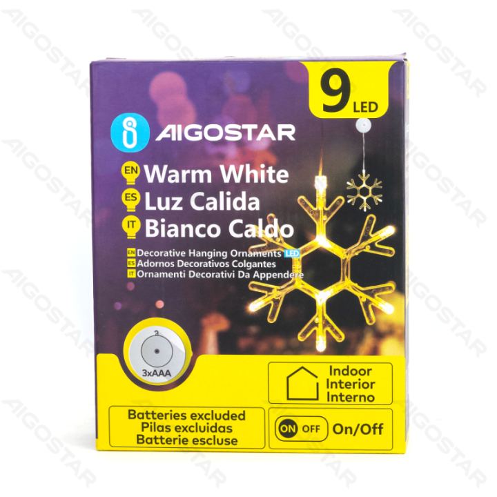 Battery powered pendant with suction cup snowflake shaped, warm white ,IP20 Indoor