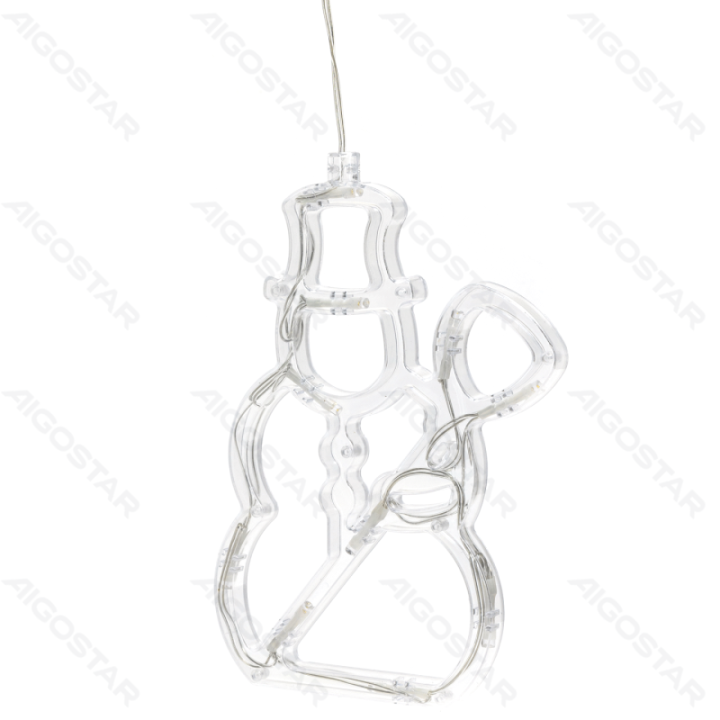 Baterijomis maitinamas pakabukas su siurbtuku, sniego žmogaus formos, šiltai balta, IP20, Patalpose