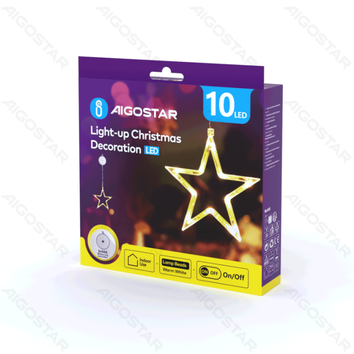 Battery powered pendant with suction cup star shaped, warm white ,IP20 Indoor